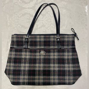 Tommy Hilfiger vintage black plaid wool tote.